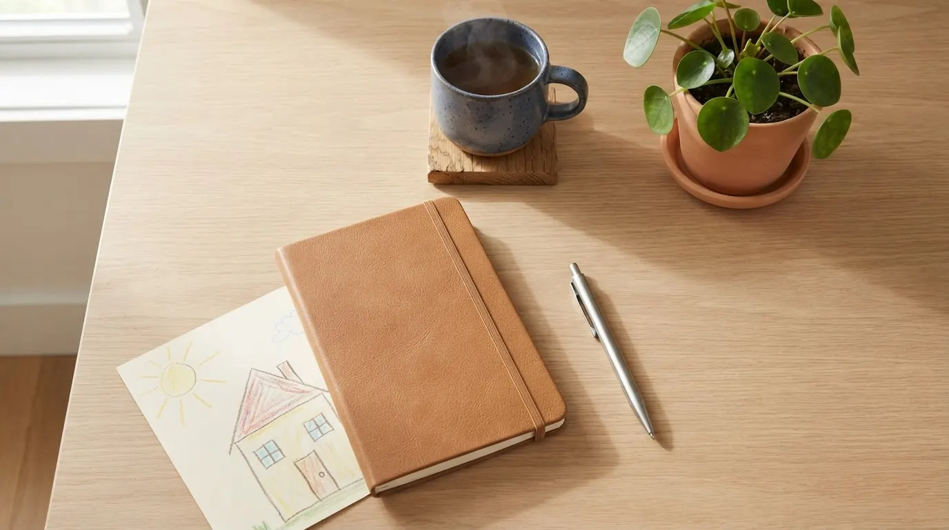 A notebook and pen on a desk